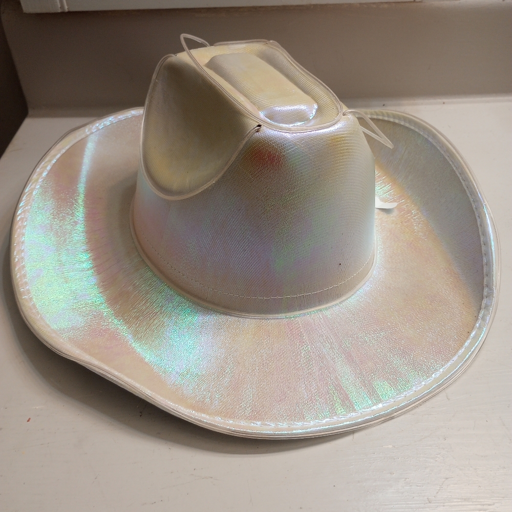 Light Up White Iridescent Cowboy Hat - NWT - Picture 3 of 8